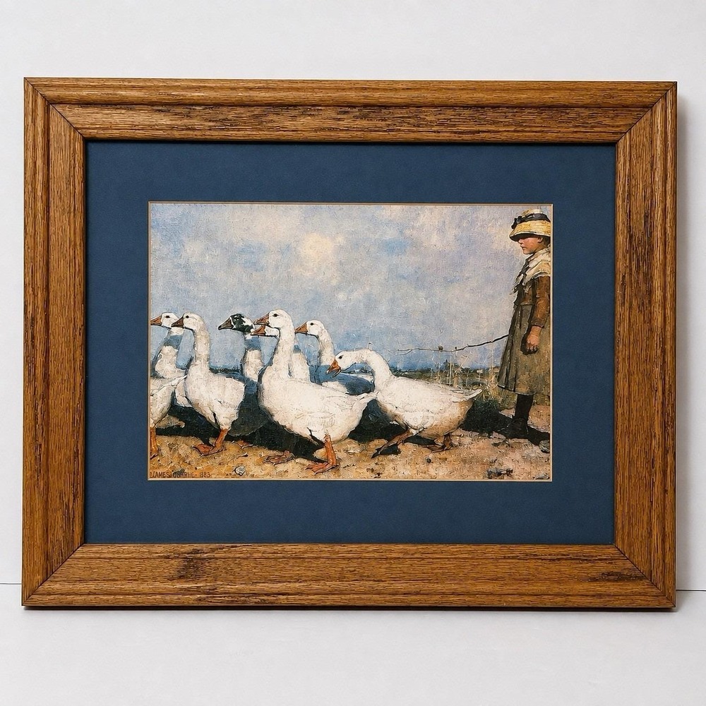 James Guthrie "To Pastures New" Goose Girl Vintage Frame Art Cottagecore Country